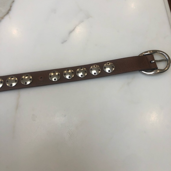 CALVIN KLEIN LEATHER BELT WITH SILVER GROMMETS AND SILVER BUCKLE EUC!! SIZE-M - Picture 6 of 6